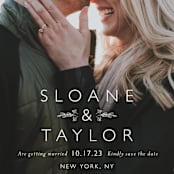 "His & Hers" - Save the Dates in Cloud by Carolyn MacLaren - Detail