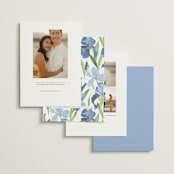 "Irises" - Save the Dates in Lake by Everett Paper Goods - Back of Card Options