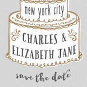 "There Will Be Cake" - Save the Dates in Dove by Megan Tamaccio - Detail