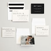 "Modern Classic Names" - Save the Dates in Onyx by Emily Betts - Matching Invitation Suite