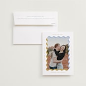 "wavy frame" - Save the Dates in Aqua by Baumbirdy - Save the Date with Envelope