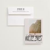 "Big bold date" - Save the Dates in Ecru by Jackie Crawford - Save the Date with Envelope