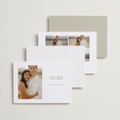 "Trifold" - Save the Dates in Linen by Robert and Stella - Back of Card Options