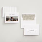 "Trifold" - Save the Dates in Linen by Robert and Stella - Assembled