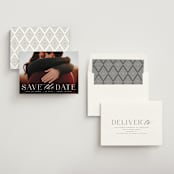 "Classic Serif" - Save the Dates in Dove by Hooray Creative - Assembled