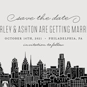 "Big City - Philadelphia" - Save the Dates in Light Taupe by Hooray Creative - Detail