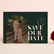 "Modern Stamp" - Save the Dates in Palm by Jessica Corliss - Front