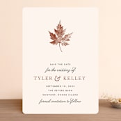 "Leaf Print" - Save the Dates in Mocha by Katharine Watson - Front