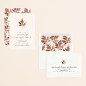 "Leaf Print" - Save the Dates in Mocha by Katharine Watson - Assembled