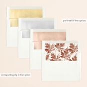 "Leaf Print" - Save the Dates in Mocha by Katharine Watson - Envelope Liner Options