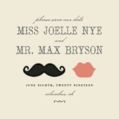 "Kiss + Kiss" - Save the Dates in Cream by Penelope Poppy - Detail