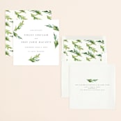 "Simple Pine Branches" - Save the Dates in Vanilla by Mere Paper - Assembled