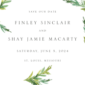 "Simple Pine Branches" - Save the Dates in Vanilla by Mere Paper - Detail