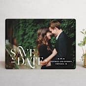 "Stacked Serif" - Save the Dates in Cream by Lauren Chism - Front