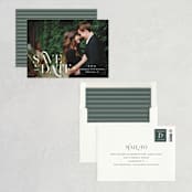 "Stacked Serif" - Save the Dates in Cream by Lauren Chism - Assembled