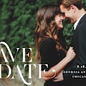 "Stacked Serif" - Save the Dates in Cream by Lauren Chism - Detail