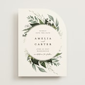 "Natures Greens" - Save the Dates in Ivory by Susan Moyal - Front