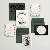"Natures Greens" - Save the Dates in Ivory by Susan Moyal - Matching Invitation Suite