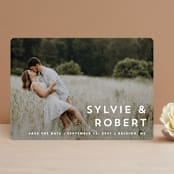 "Modern offset" - Save the Dates in Cream by Stacey Meacham - Front