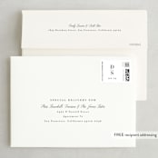 "Minimalism" - Save the Dates in Ivory by Shannon Chen of Four Wet Feet Studio - FREE Recipient Addressing