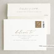 "Simply" - Save the Dates in Golden by Sarah Brown - FREE Recipient Addressing