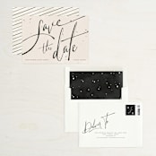 "Inky" - Save the Dates in Cream by GeekInk Design - Assembled