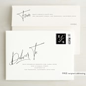 "Inky" - Save the Dates in Cream by GeekInk Design - FREE Recipient Addressing