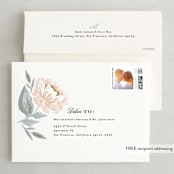 "Peony Floral Frame" - Save the Dates in Cornflower by Alethea and Ruth - FREE Recipient Addressing