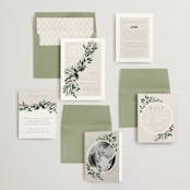 "Watermark" - Save the Dates in Taupe by Kaydi Bishop - Matching Invitation Suite