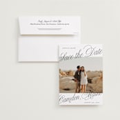 "Bold Script Frame" - Save the Dates in Snow by Katharine Watson - Save the Date with Envelope