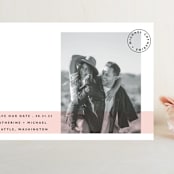"Sealed with a Kiss" - Save the Dates in Blush by Hudson meet Rose - Front