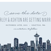 "Big City - Seattle" - Save the Dates in Pale Blue by Hooray Creative - Detail