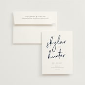 "Funky Names" - Save the Dates in Navy by Phrosné Barwood - Save the Date with Envelope