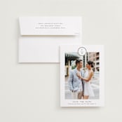 "Circle monogram" - Save the Dates in Cotton by Stacey Meacham - Save the Date with Envelope