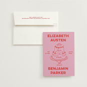 "The Cake" - Save the Dates in Cherry by Helena Vitto - Save the Date with Envelope