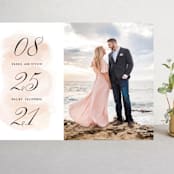 "Numbered Watercolor" - Save the Dates in Peony by Hooray Creative - Front