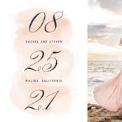 "Numbered Watercolor" - Save the Dates in Peony by Hooray Creative - Detail