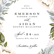 "Peony Floral Frame" - Save the Dates in Cornflower by Alethea and Ruth - Detail