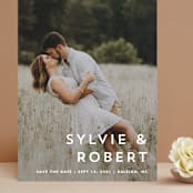 "Modern offset" - Save the Dates in Cream by Stacey Meacham - Front