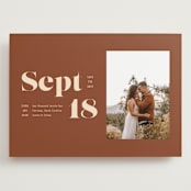 "Bold Print" - Save the Dates in Rust by April Astudillo - Front