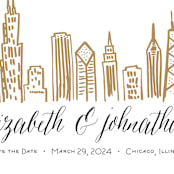 "Chicago Skyline" - Save the Dates in Gold Coast by Abby Munn - Detail