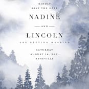 "Misty trees" - Save the Dates in Celestial by Stacey Meacham - Detail
