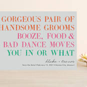 "You In Or What (Two Grooms)" - Save the Dates in Bright Pink by hi-lighter inc. - Front