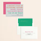 "You In Or What (Two Grooms)" - Save the Dates in Bright Pink by hi-lighter inc. - Assembled