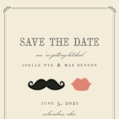 "Stache + Kiss" - Save the Dates in Crème by Penelope Poppy - Detail