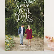"Brushed" - Save the Dates in Pearl by Amy Payne - Front