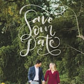"Brushed" - Save the Dates in Pearl by Amy Payne - Detail