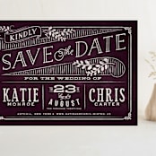 "Slated Forever" - Save the Dates in Plum by GeekInk Design - Front