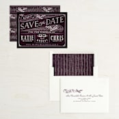 "Slated Forever" - Save the Dates in Plum by GeekInk Design - Assembled