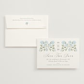 "Hydrangea Hedge" - Save the Dates in Nantucket by Susan Zinader - Save the Date with Envelope